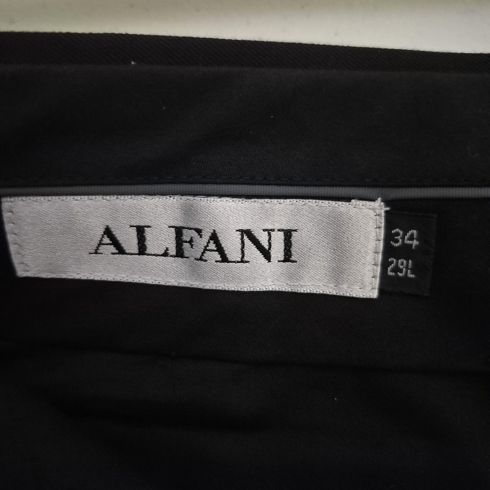 Alfani Wool Dress Pants Mens 34x29 Black Pleated Trousers Cuffed Hem - Picture 3 of 8